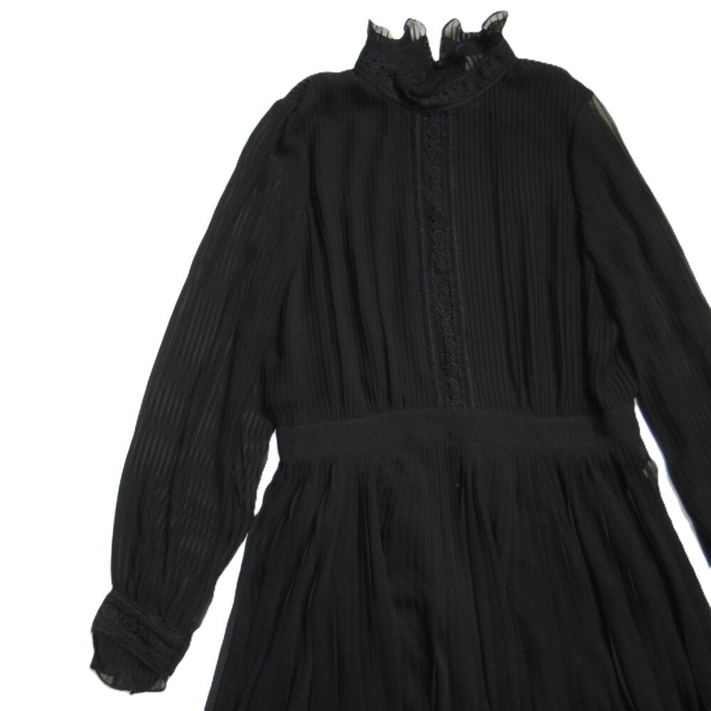 NWT Polo Ralph Lauren Anabelle Midi in Black Georgette Pleated Dress 14 $498 - Picture 3 of 10